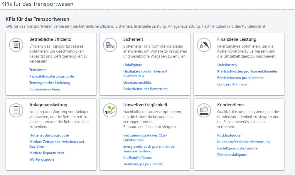 Übersicht über das Modul Transportwesen