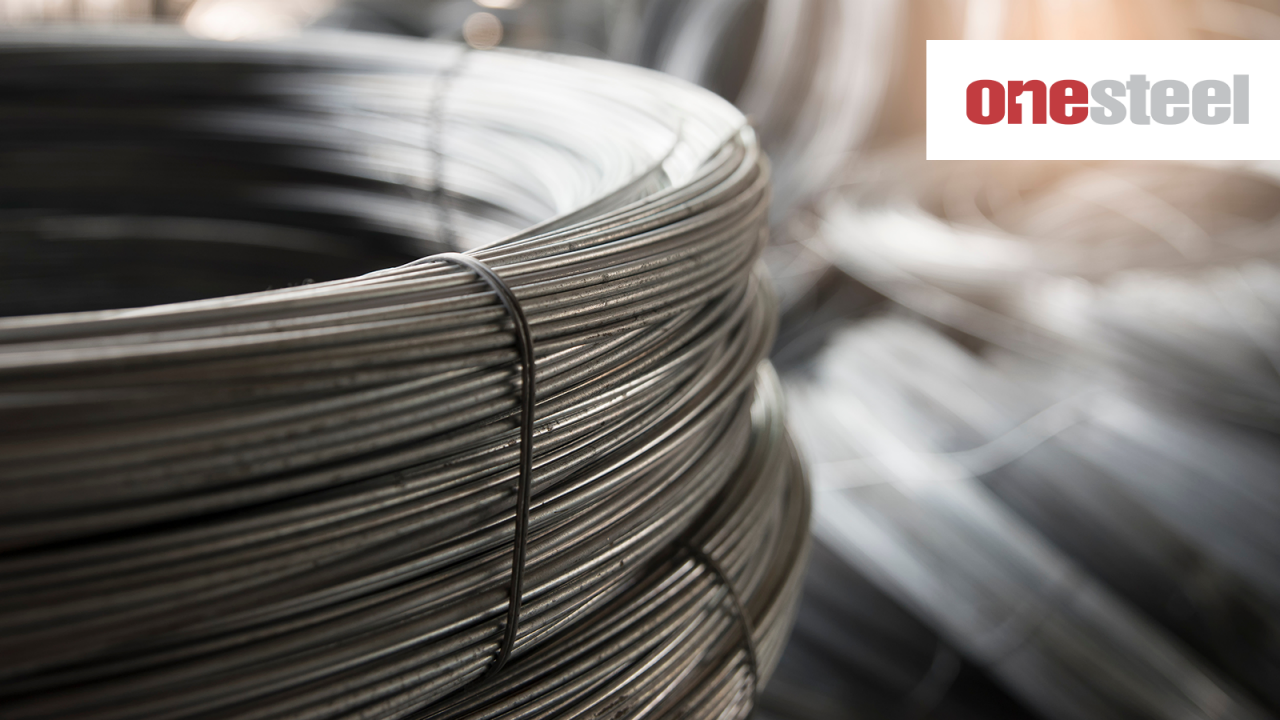 Steel wire for steel wire tie in construction site with the One Steel logo.