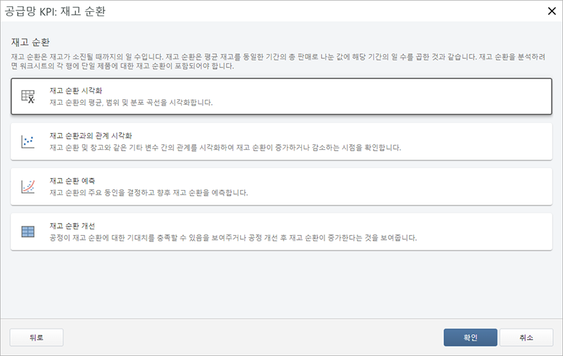 잠재적 재고 회전 분석 스크린샷